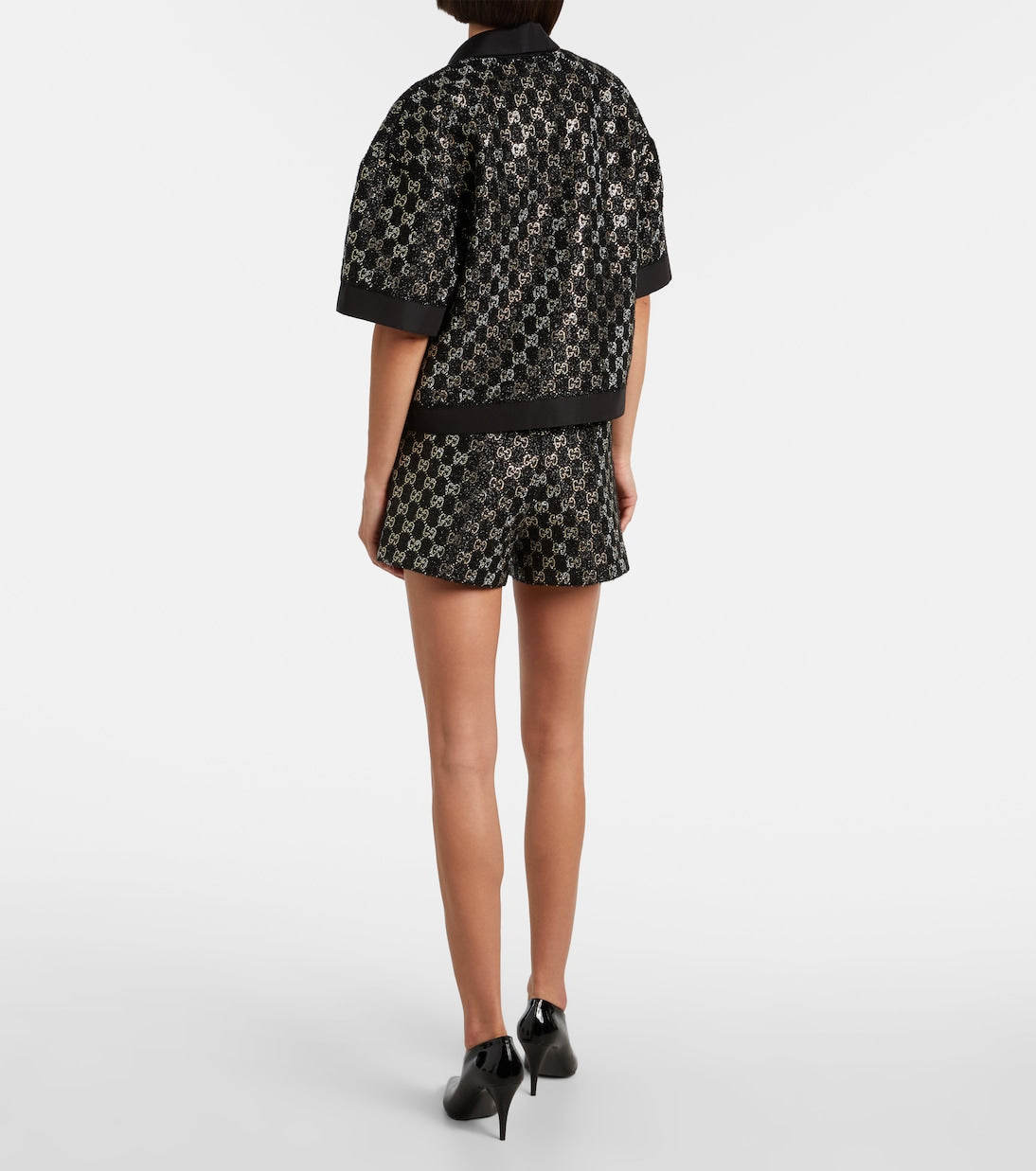 G Embellished Top &  High-rise Shorts SET