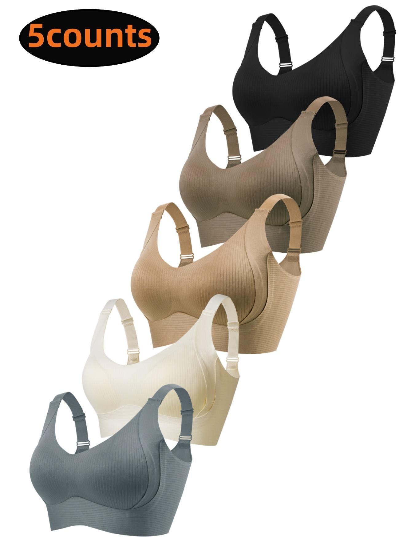 Women's Solid Wireless Bra, Comfortable Breathable Push Up Bra, Soft and Lightweight Lingerie for All Seasons