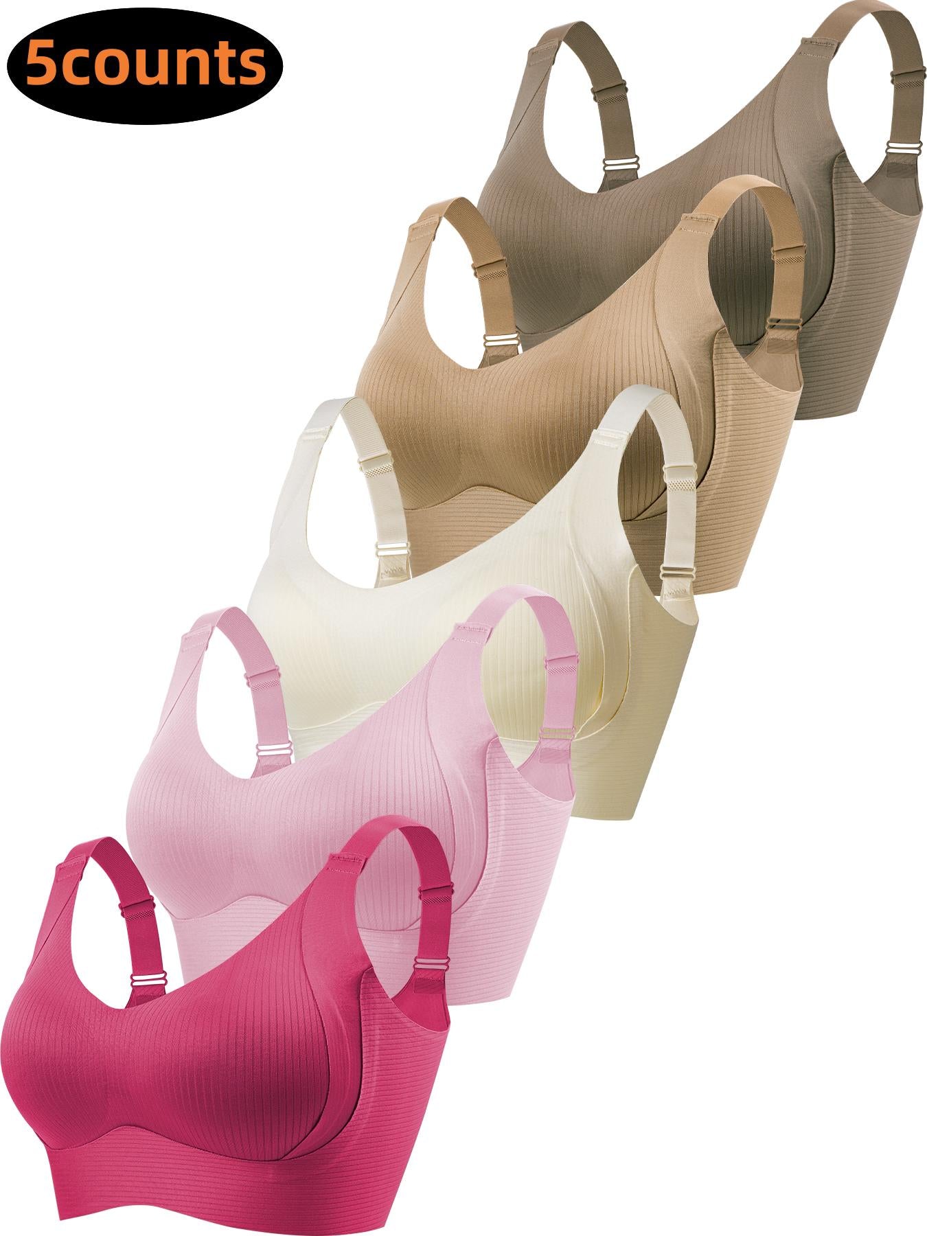 Women's Solid Wireless Bra, Comfortable Breathable Push Up Bra, Soft and Lightweight Lingerie for All Seasons