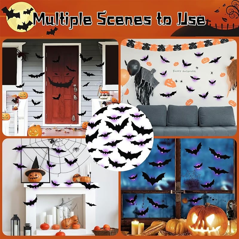 🎃Last Day Special Price £8.99!!🦇Halloween 3D Lighted Bats
