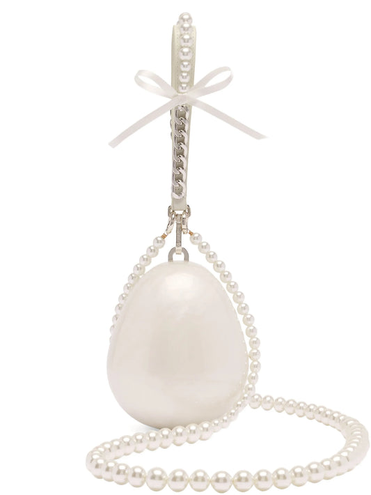 Women White Beige Egg Ball Bag Acrylic Evening Clutch Bag