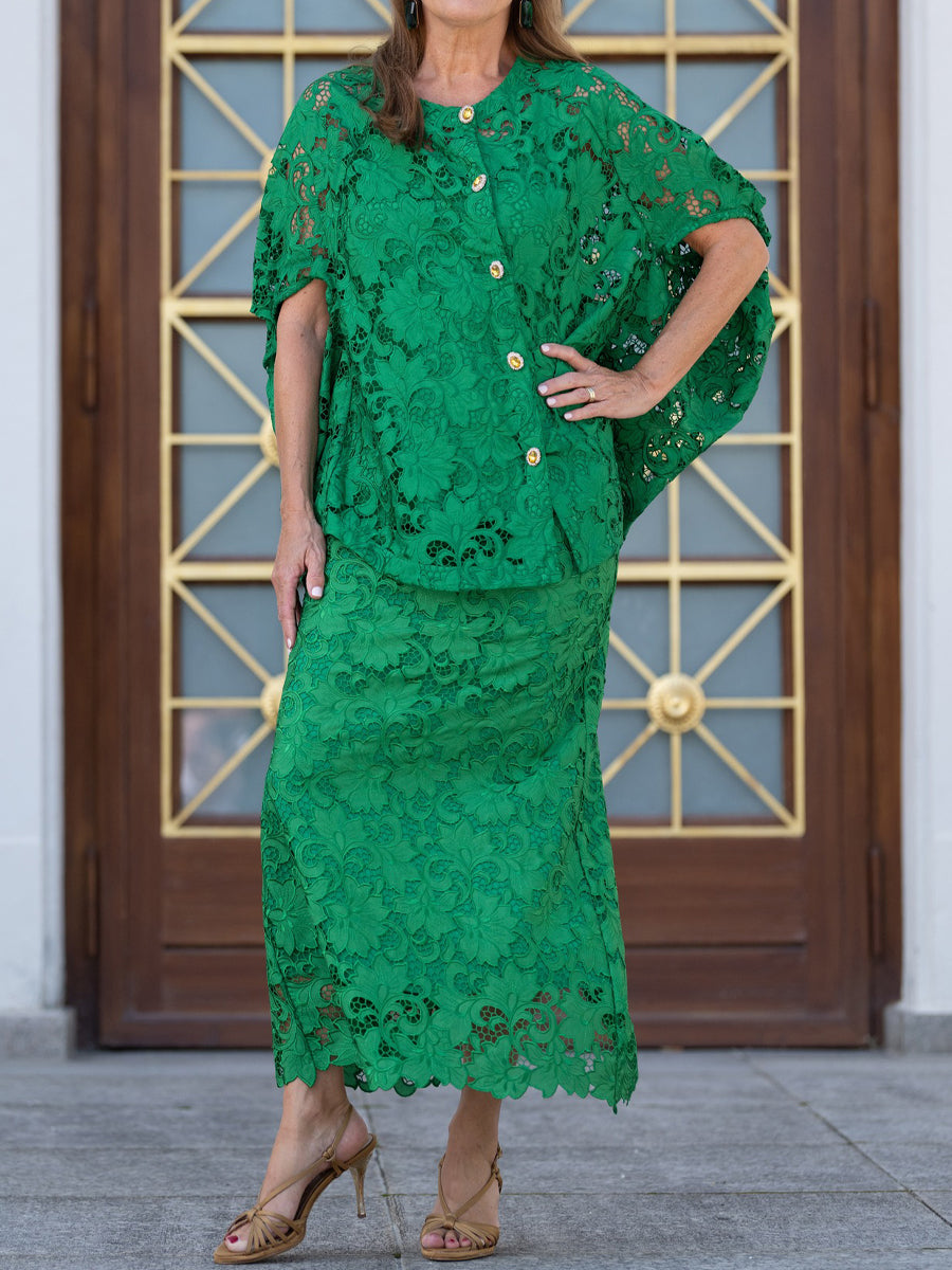 Elegant Lace Two Pieces Dress