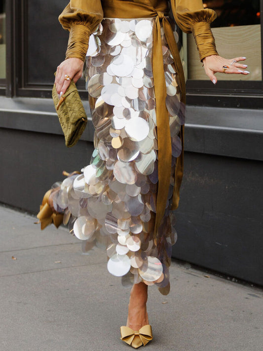 Mirror Paillette Fashion Maxi Skirt