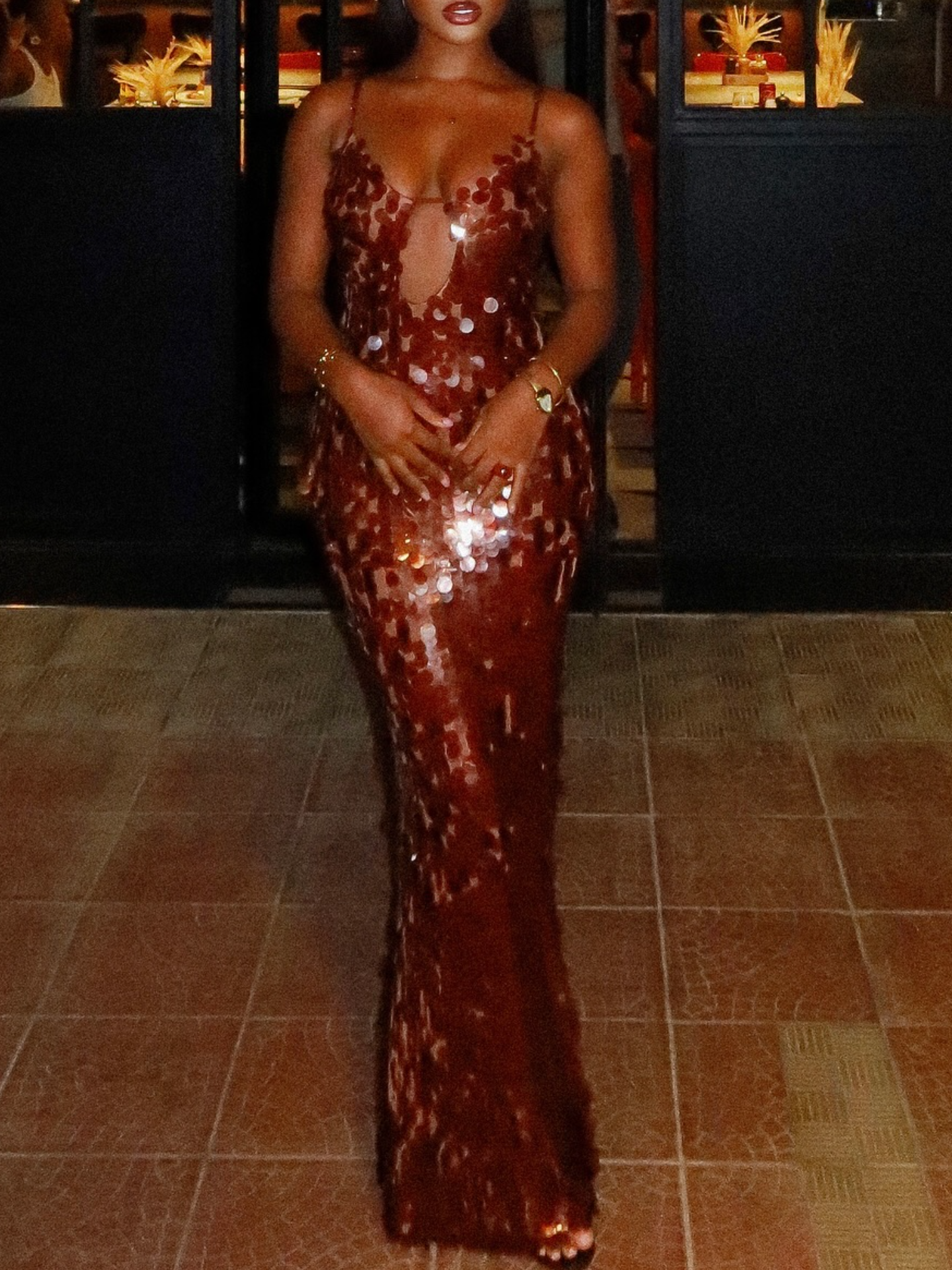 Sequin Dress-Brown