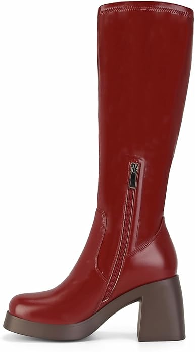 Dumjey Knee High Stretch Calf Boots
