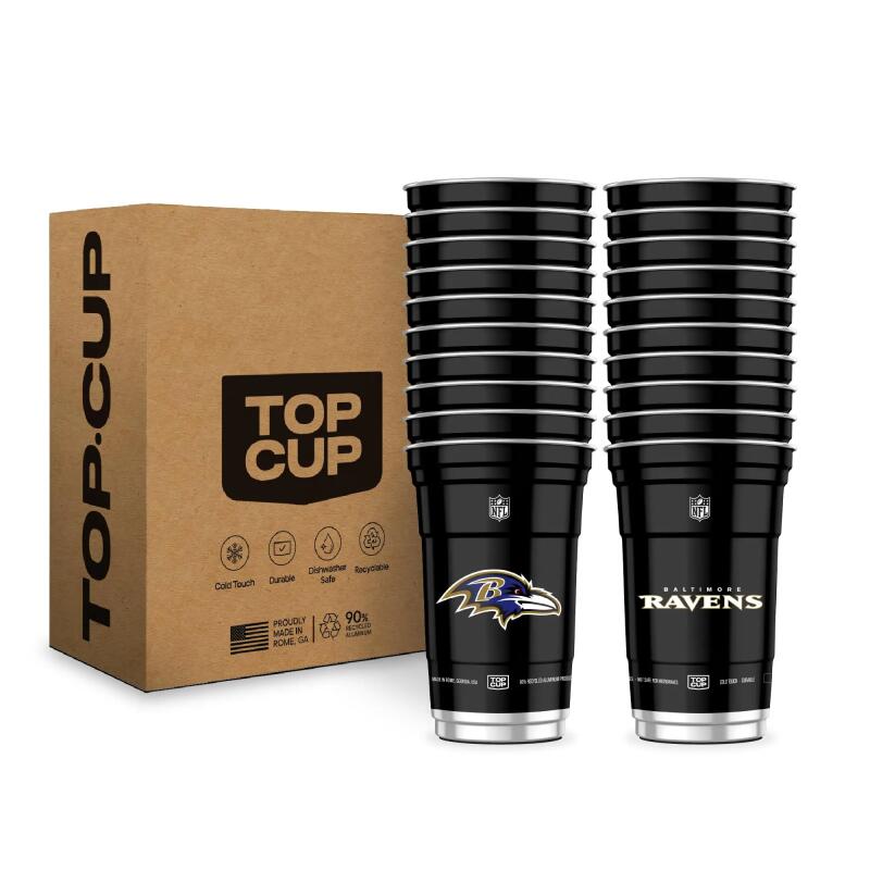 Top Cup NFL 20 oz Reusable Aluminum Cups 20 Count