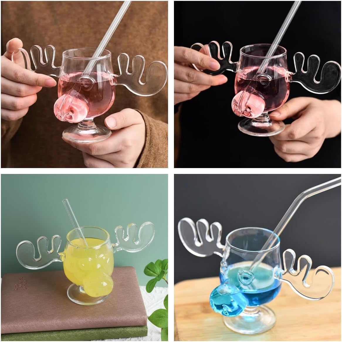 🎅Christmas Gift Idea 50%OFF🎁The Stag's Gaze: Where Light Dances 🦌✨Glass Reindeer Mug