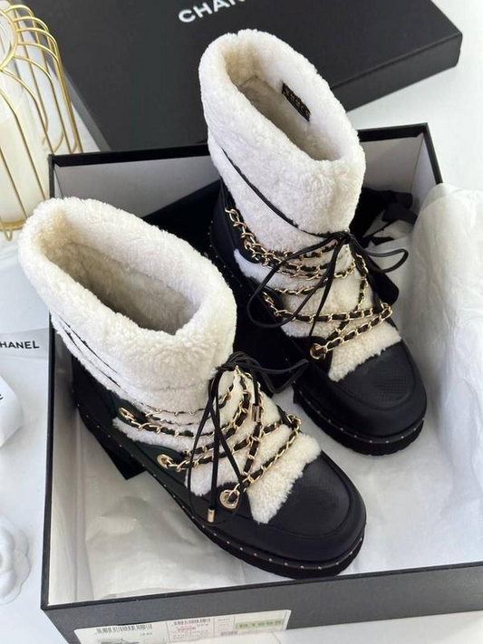 Chunky Heel Fur Ankle Bootstail