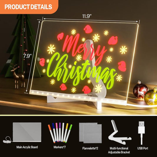 🎅Christmas Surprise Price £10.99!!🎨LED Erasable DIY Acrylic Transparent Message Board
