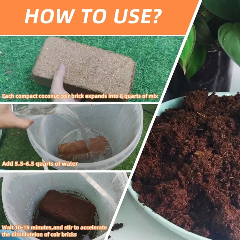 🔥LAST DAY SALE - ONLY £8.99!!⚡50K+ SOLD!🌱 🥥Premium Organic Coconut Coir Bricks For Plants