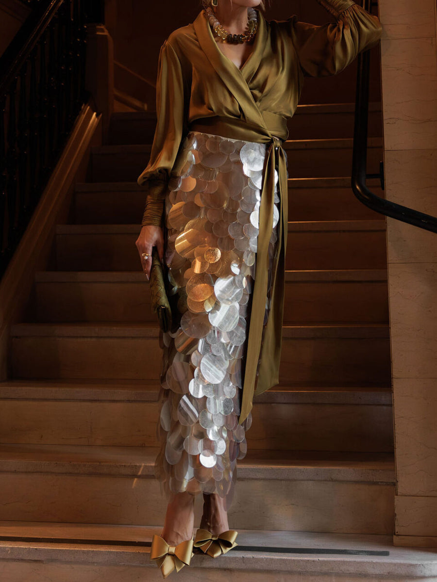 Mirror Paillette Fashion Maxi Skirt