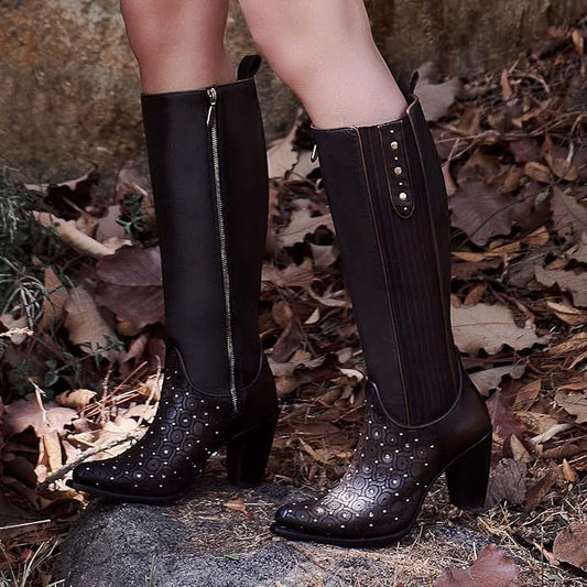 Step Into Elegance & Edge: Women's Studded Knee-High Western Boots