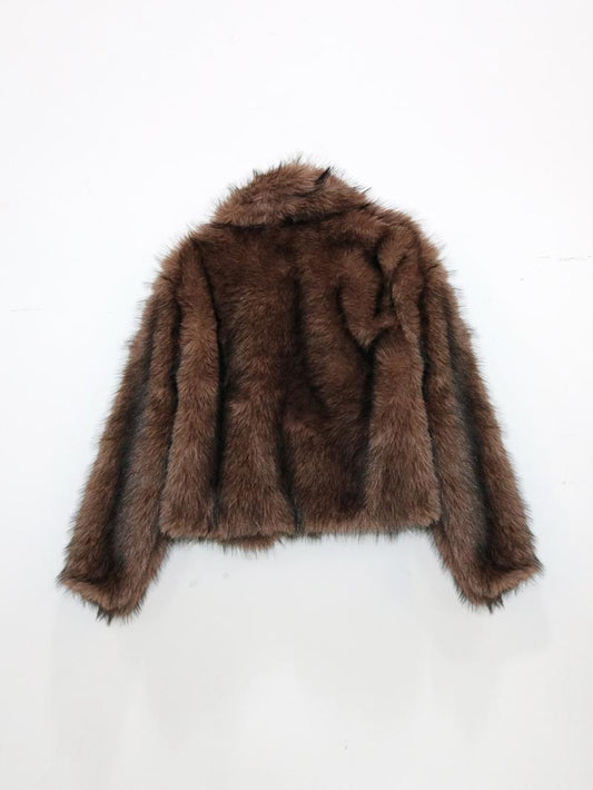 Solid Color Faux Fur Jacket