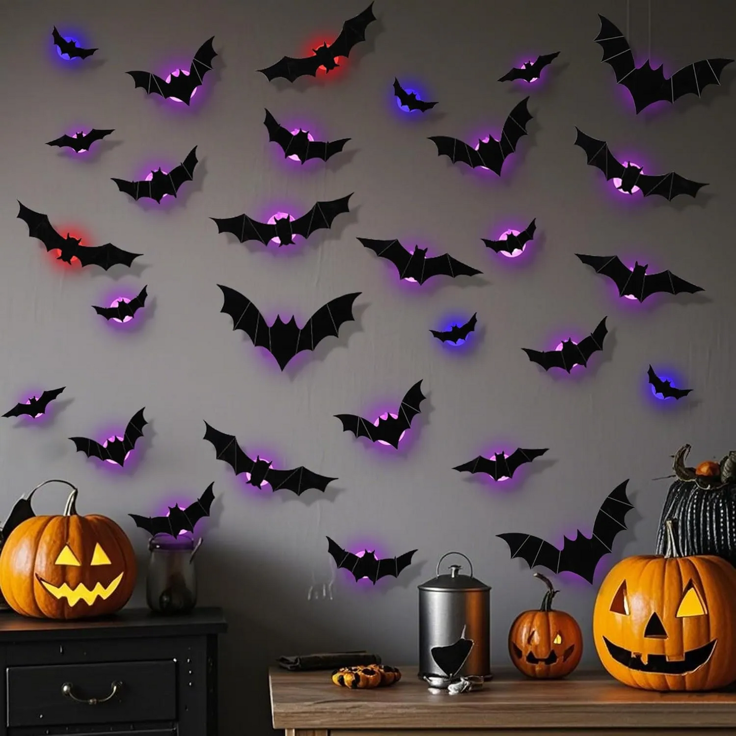 🎃Last Day Special Price £8.99!!🦇Halloween 3D Lighted Bats