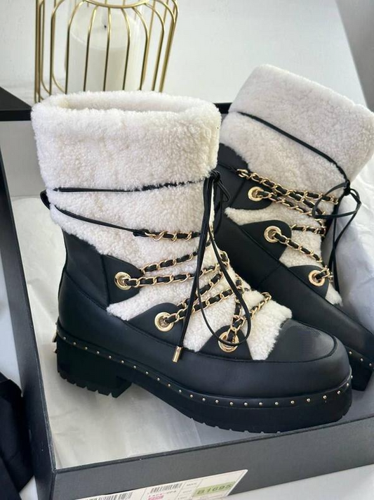 Chunky Heel Fur Ankle Bootstail