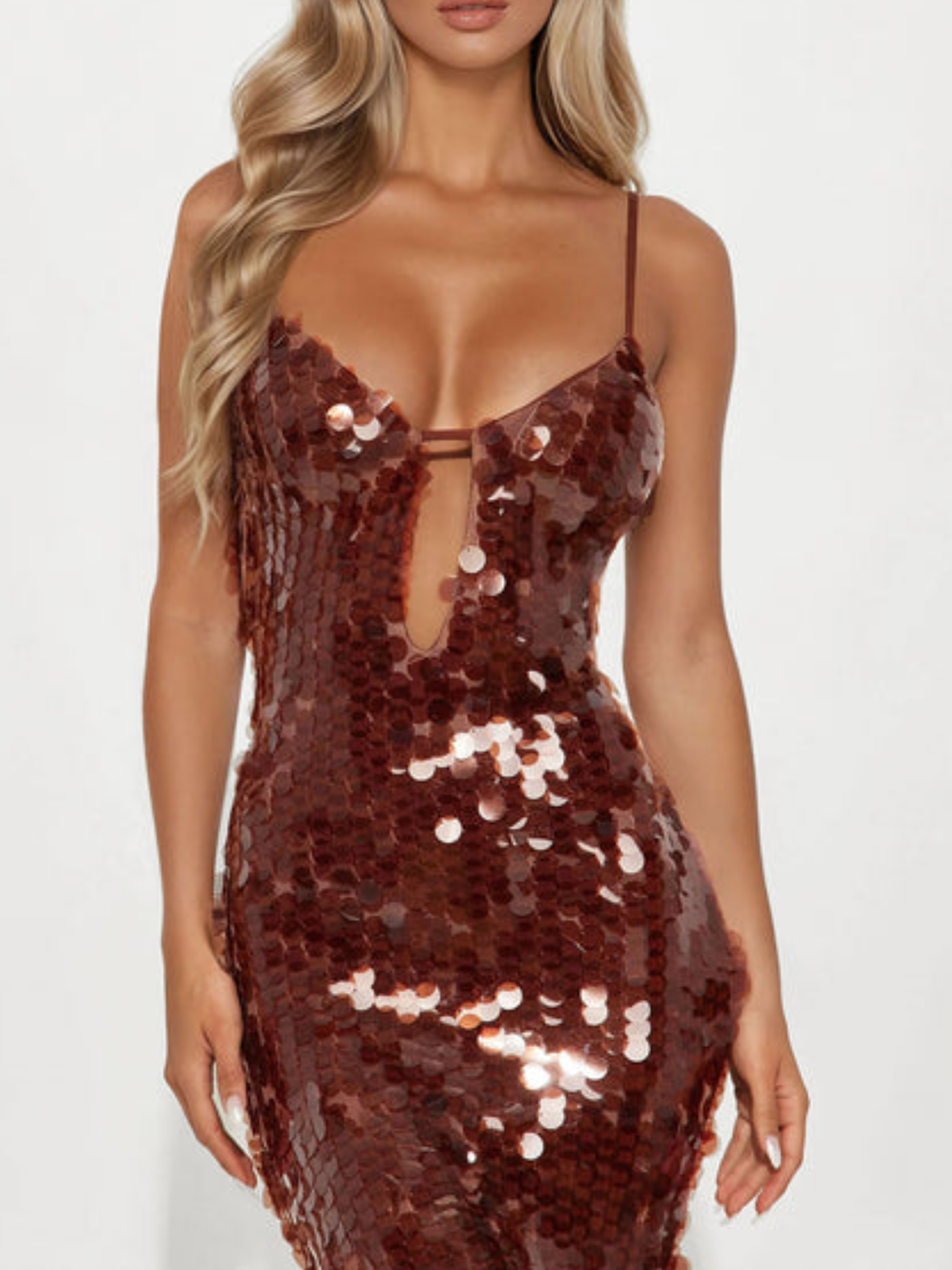 Sequin Dress-Brown