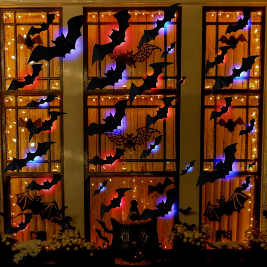 🎃Last Day Special Price £8.99!!🦇Halloween 3D Lighted Bats