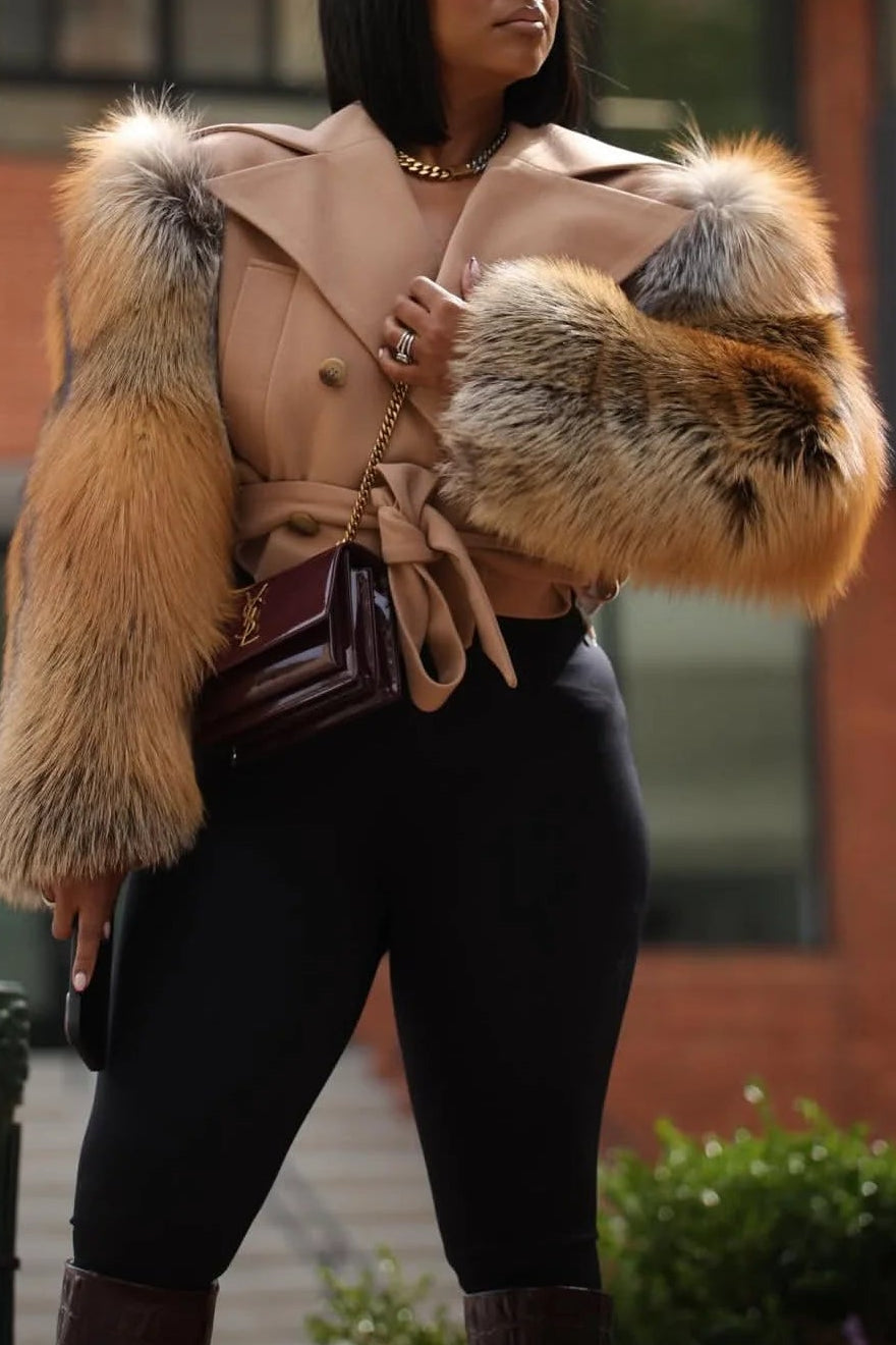 Plush Sleeves Short Coat