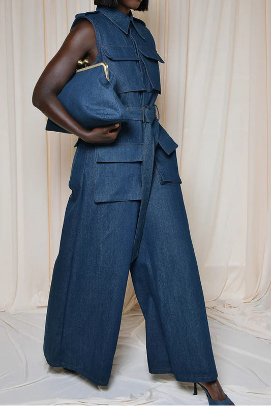 Oversize Coin Purse In Vintage Denim