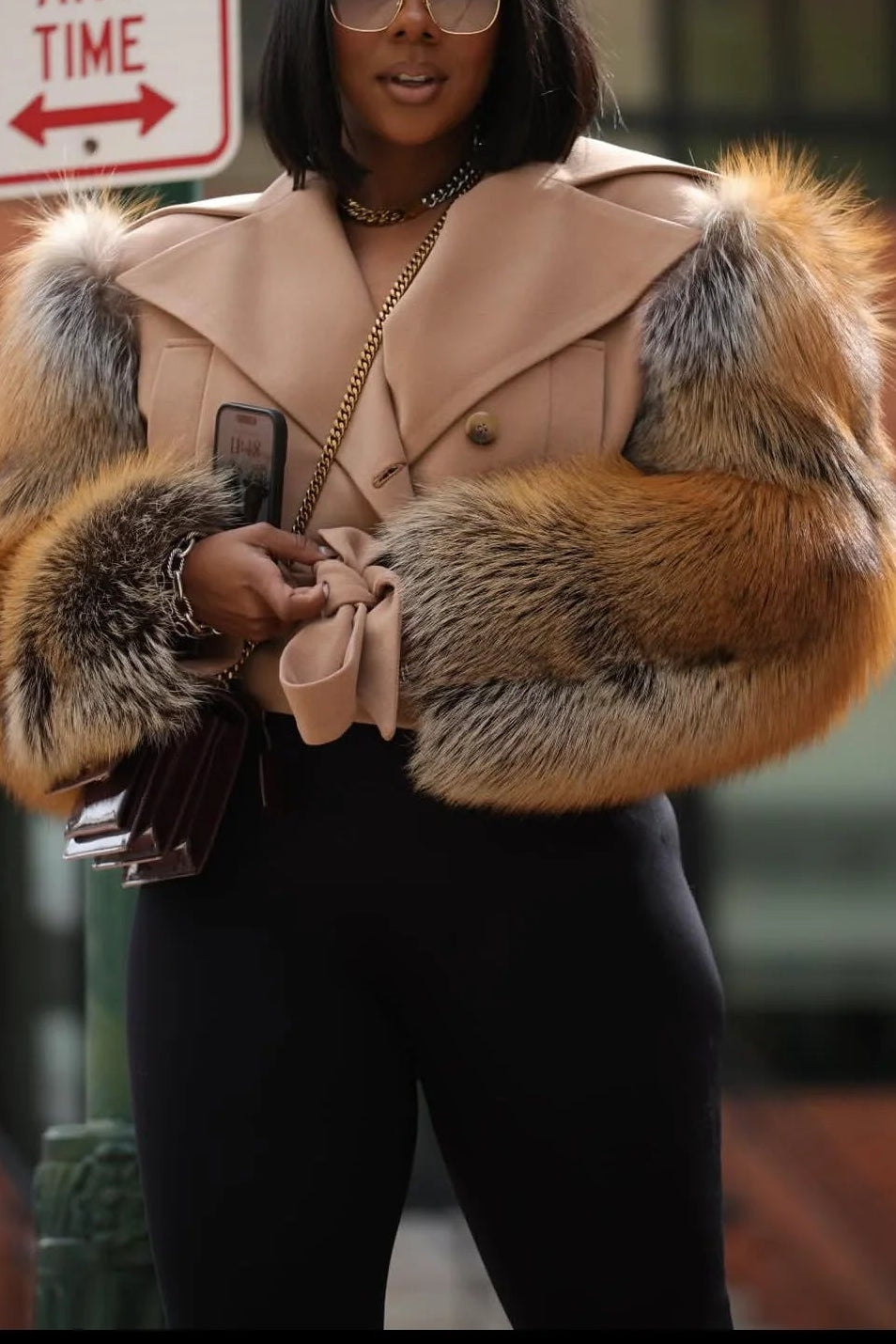 Plush Sleeves Short Coat