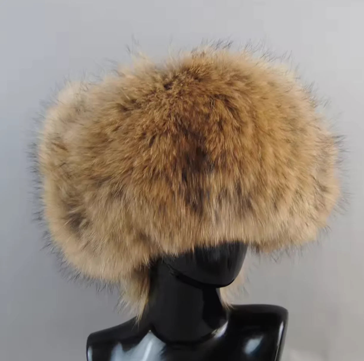 Brown Genuine Leather & Fox Fur Trapper Hat