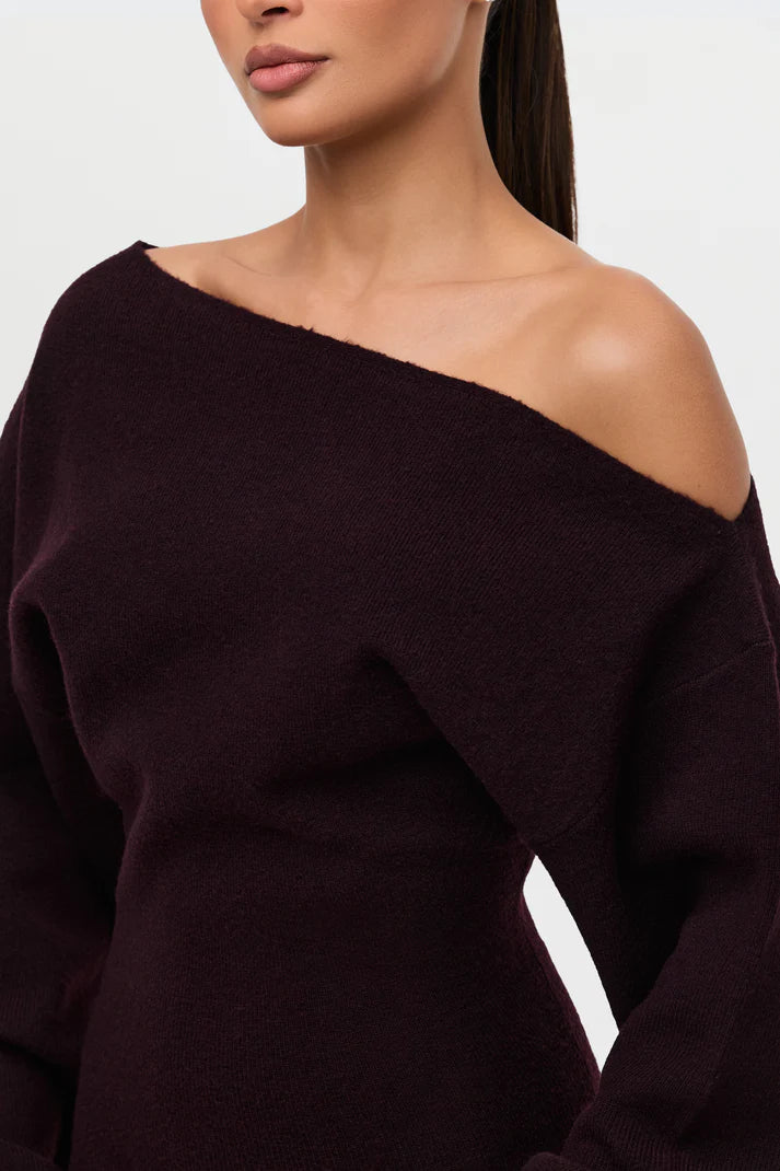 Knit Off-Shoulder Sweater Maxi Dress