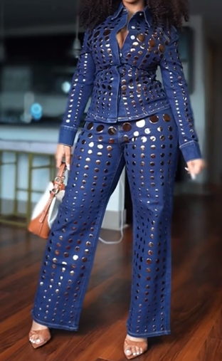 DISCO BABE DENIM BUTTON DOWN&RELAXED DENIM