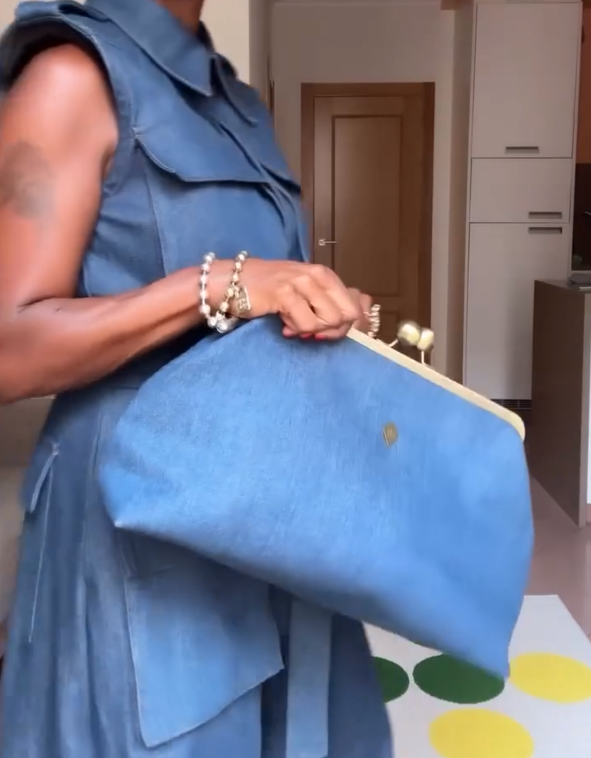 Oversize Coin Purse In Vintage Denim