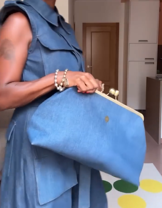 Oversize Coin Purse In Vintage Denim