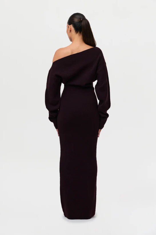 Knit Off-Shoulder Sweater Maxi Dress