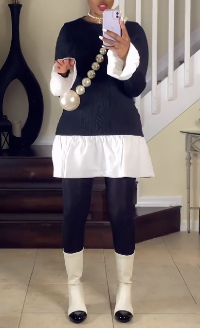 Women's Color Block Ruffle Bubble Dress