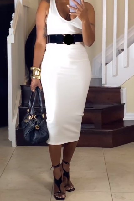 Elegant Long Dress With Belt