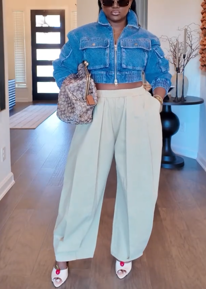 Women's 100% Cotton Elastic High Waisted Pants