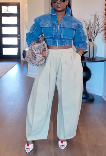 Women's 100% Cotton Elastic High Waisted Pants