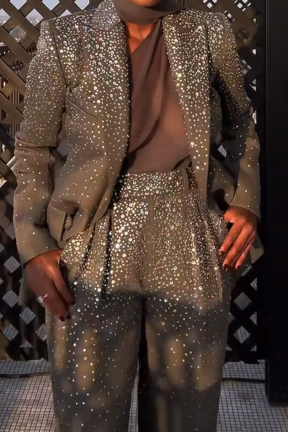 Crystal Embellished Fitted Blazer