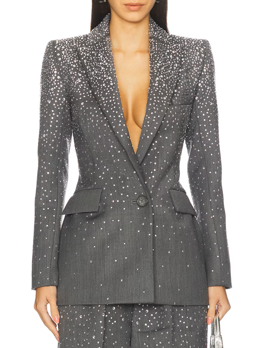 Crystal Embellished Fitted Blazer