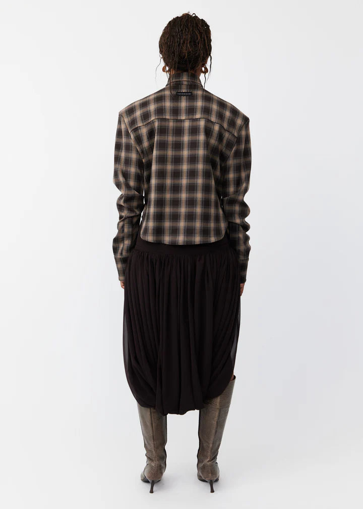 Wrap Shirt - Chequered Espresso
