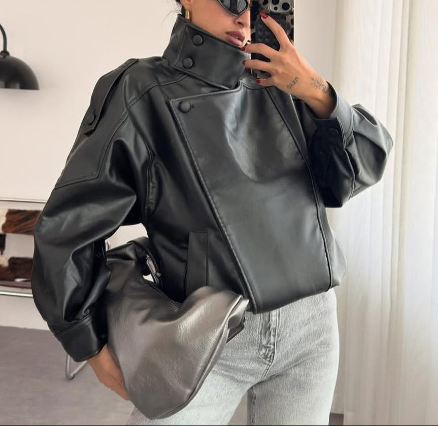 LEATHER BOMBER JACKET