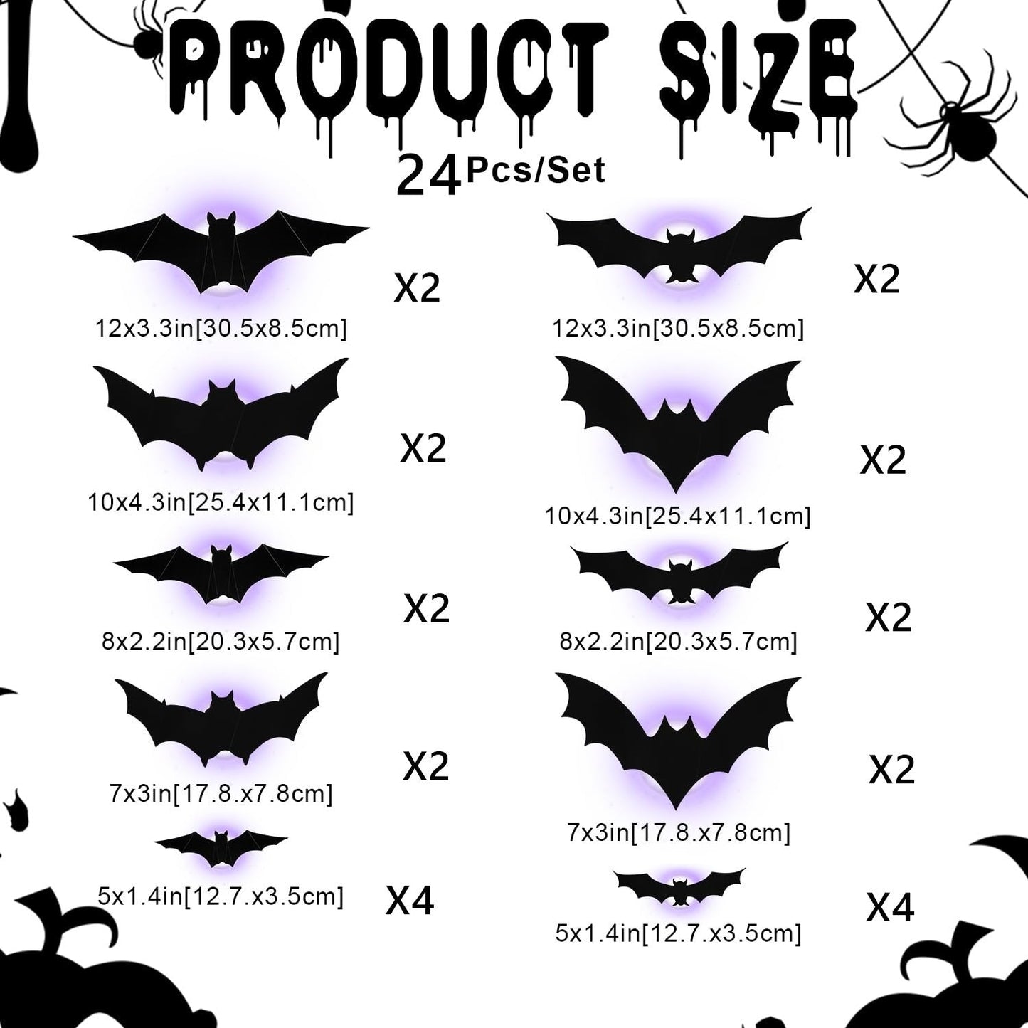 🎃Last Day Special Price £8.99!!🦇Halloween 3D Lighted Bats