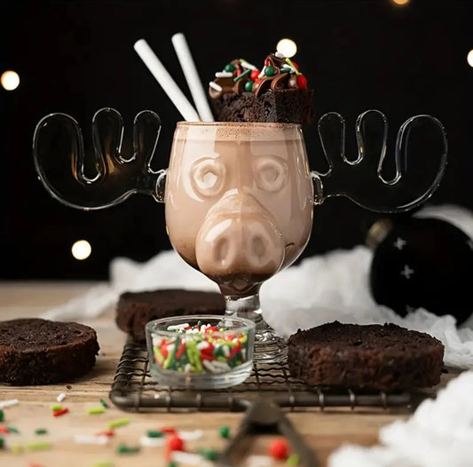 🎅Christmas Gift Idea 50%OFF🎁The Stag's Gaze: Where Light Dances 🦌✨Glass Reindeer Mug