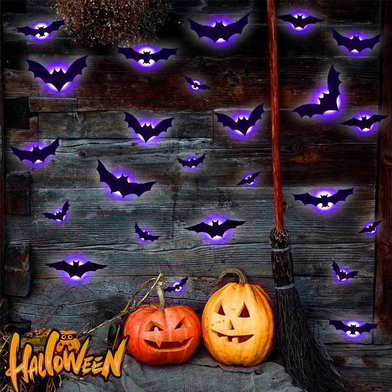 🎃Last Day Special Price £8.99!!🦇Halloween 3D Lighted Bats