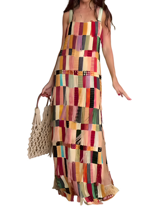 Multicolor Tassel Sling Party Dress