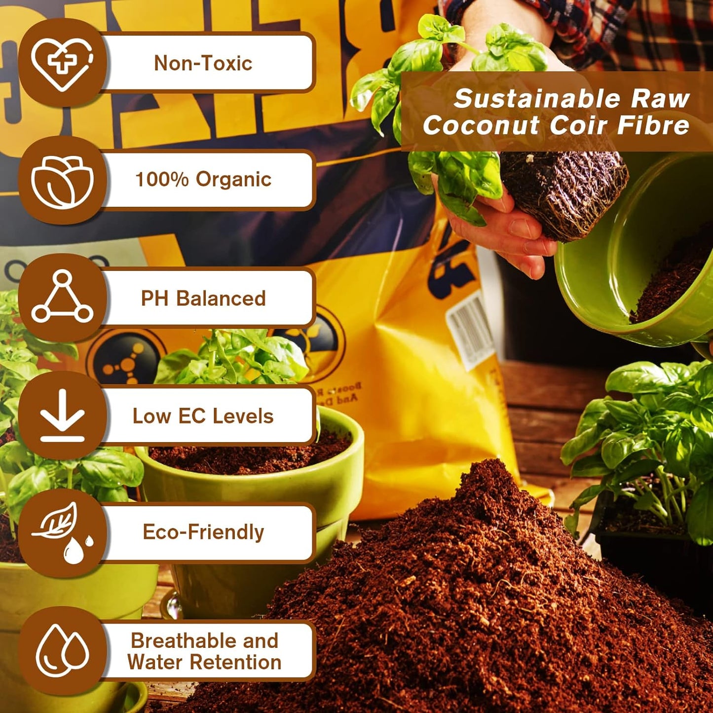🔥LAST DAY SALE - ONLY £8.99!!⚡50K+ SOLD!🌱 🥥Premium Organic Coconut Coir Bricks For Plants