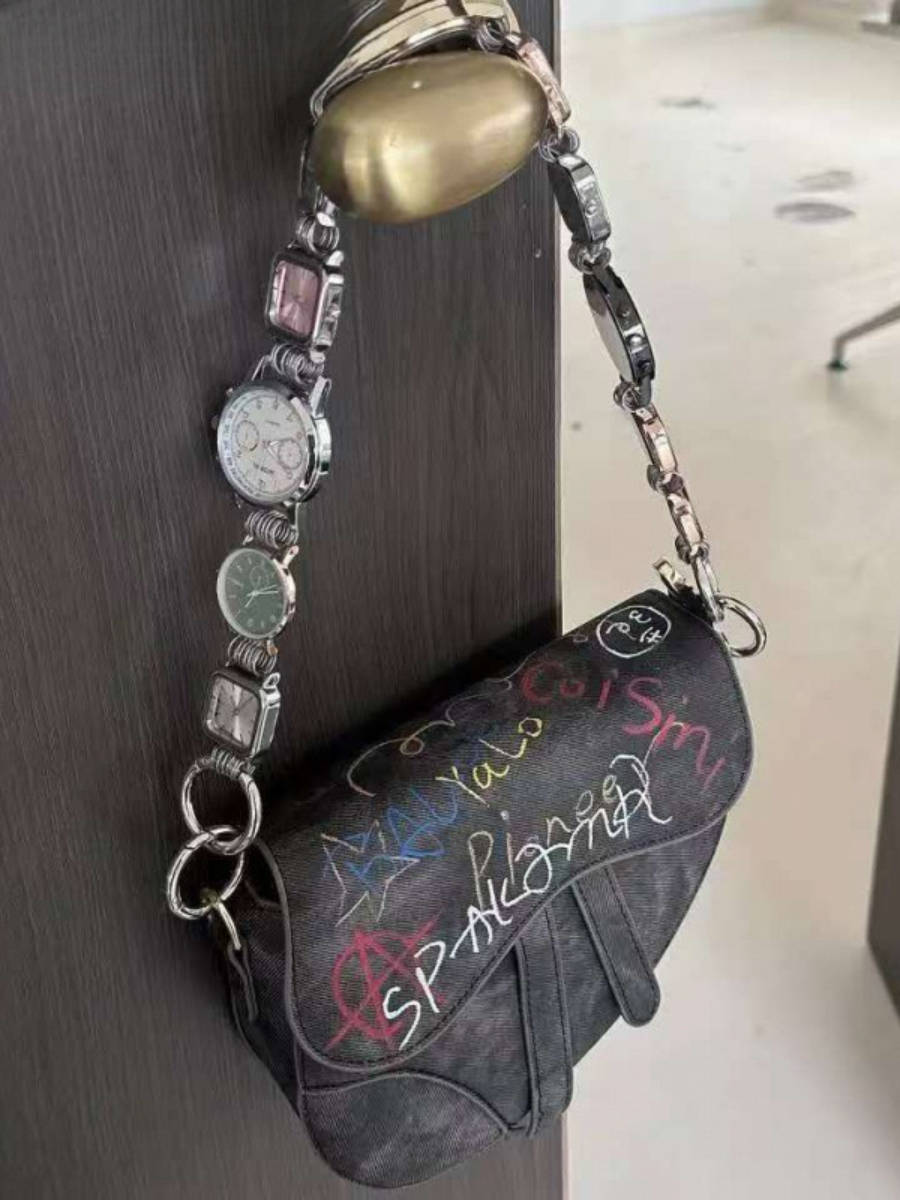 Sweet Cool Hand Painted Graffiti Shoulder Bag