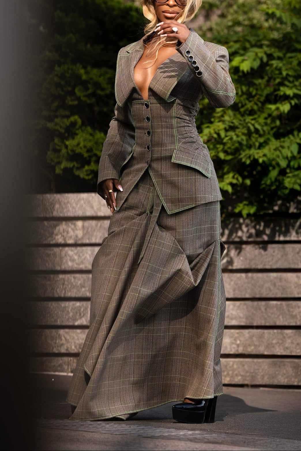 Prince Of Wales Front Collar Fit Suit