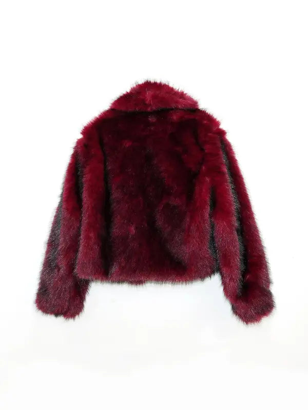 Solid Color Faux Fur Jacket