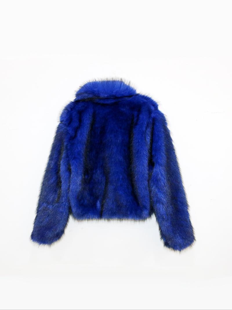 Solid Color Faux Fur Jacket