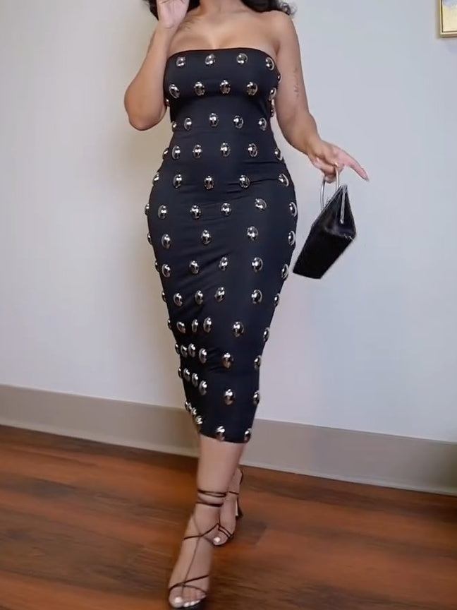 Metal Detail Midi Dress