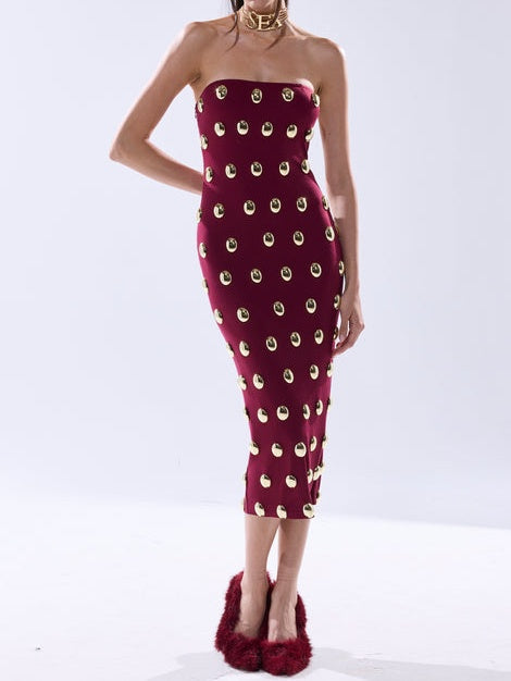 Metal Detail Midi Dress