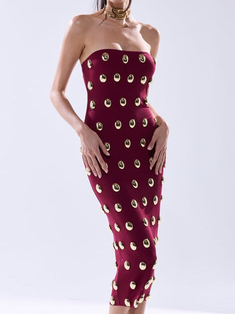 Metal Detail Midi Dress